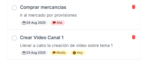 Tareas agendades